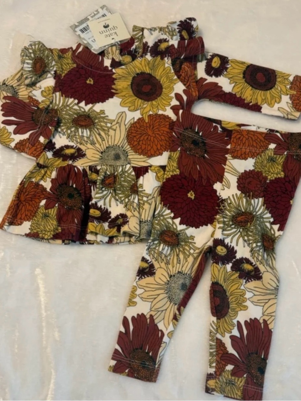 Kate Quinn Fall-BrownSunflower organic cotton matching set-outfit NWT 3-6 months